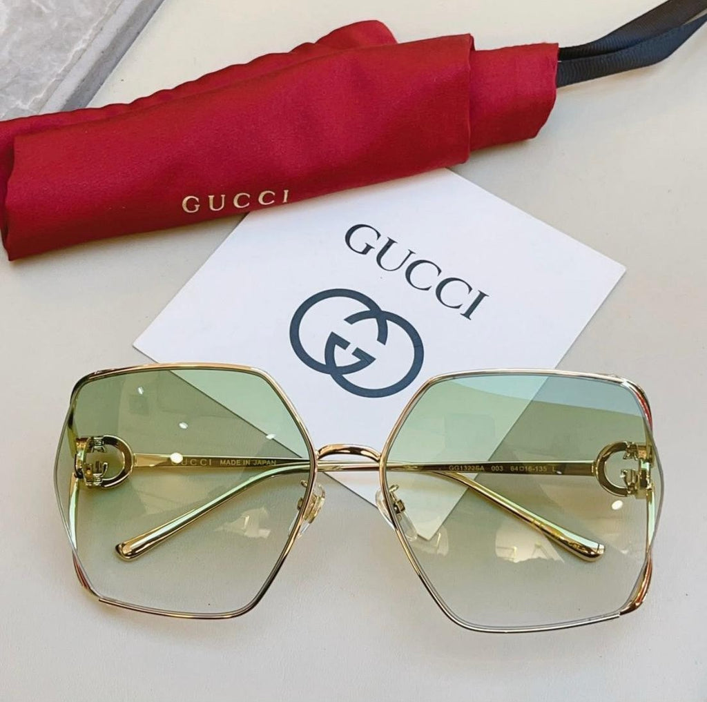 GUCCI GG1322SA Gold - Women Luxury Sunglasses, Grey Lens