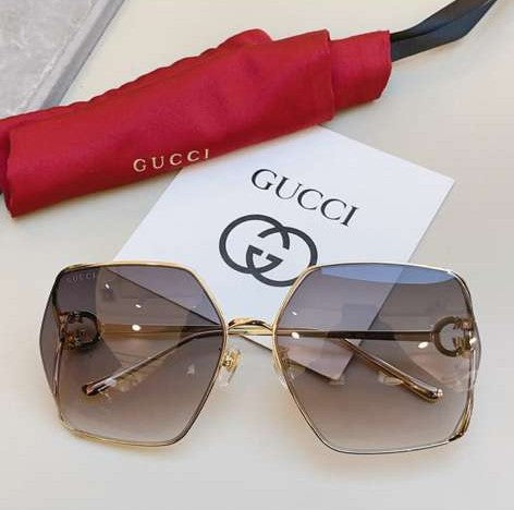 GUCCI GG1322SA Gold - Women Luxury Sunglasses, Grey Lens