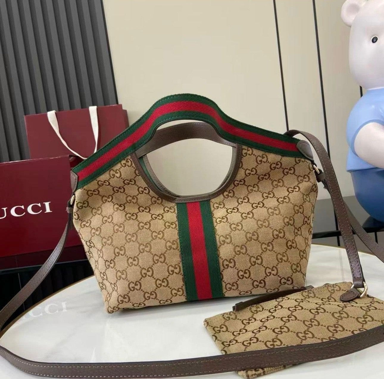 Gucci Giglio small tote bag in beige and brown GG canvas