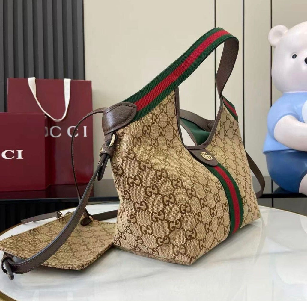 Gucci Giglio small tote bag in beige and brown GG canvas