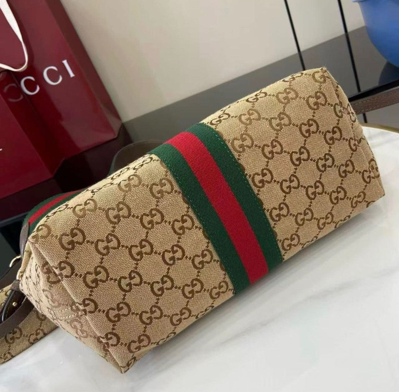 Gucci Giglio small tote bag in beige and brown GG canvas