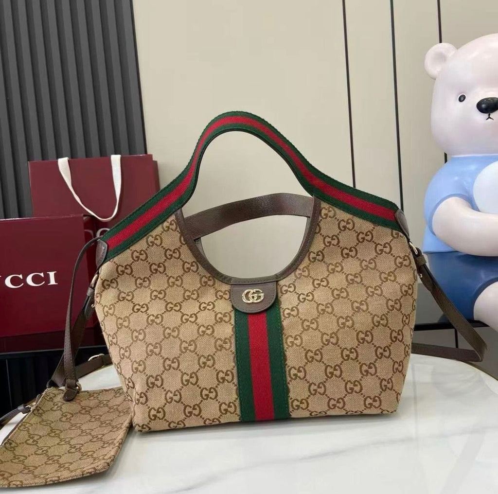 Gucci Giglio small tote bag in beige and brown GG canvas