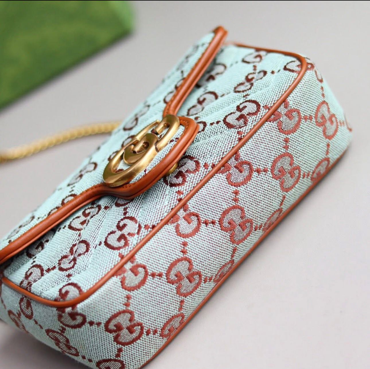 Gucci Monogram Multicolor Matelasse Diagonal Super Mini GG Marmont Shoulder Bag