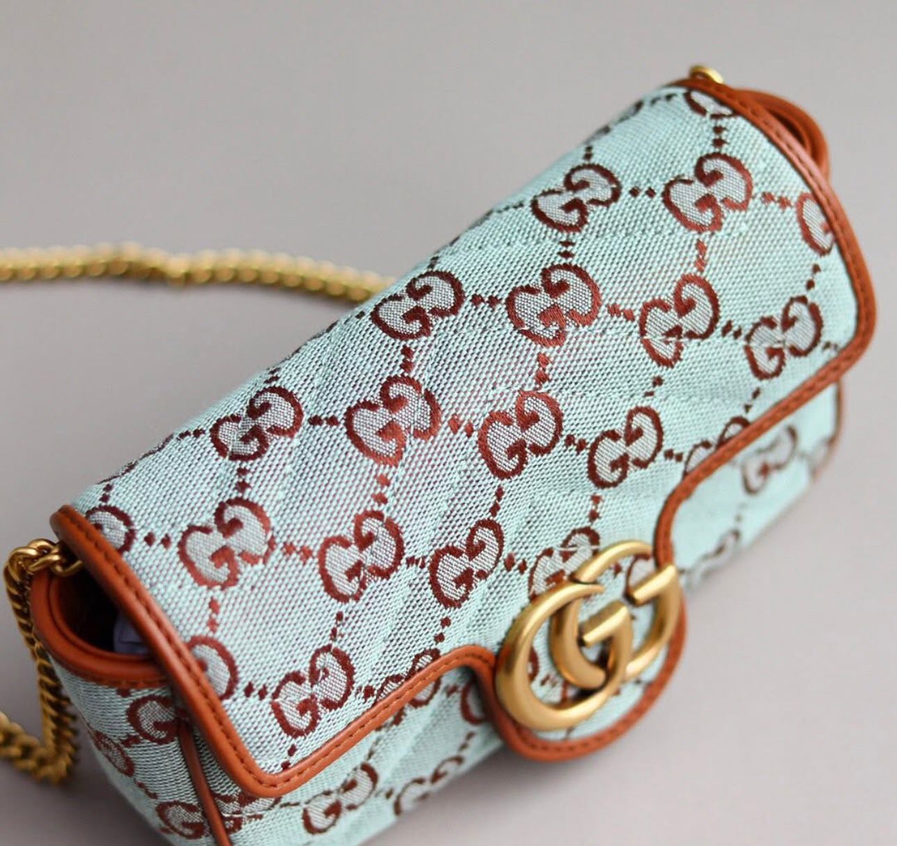 Gucci Monogram Multicolor Matelasse Diagonal Super Mini GG Marmont Shoulder Bag