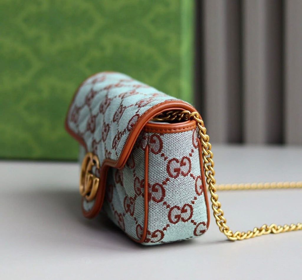 Gucci Monogram Multicolor Matelasse Diagonal Super Mini GG Marmont Shoulder Bag