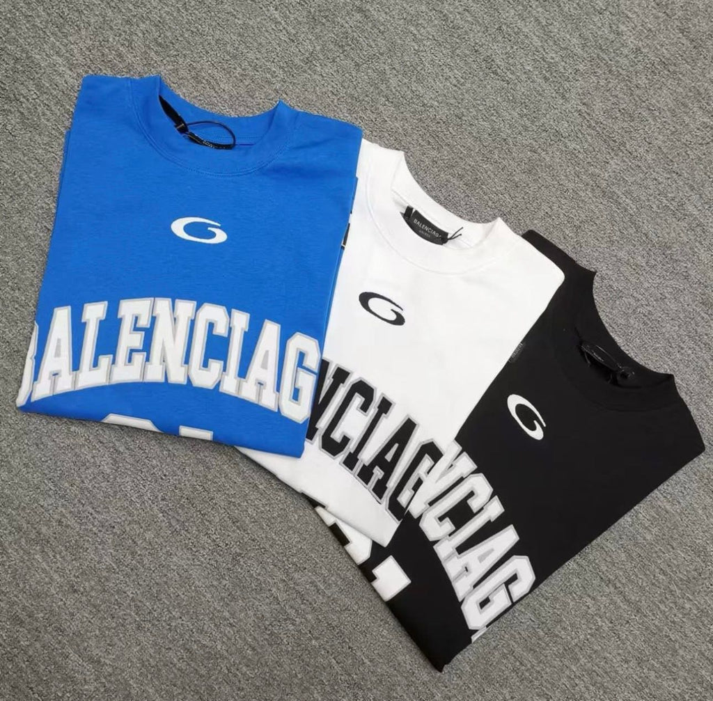 Balenciaga Basketball Series oversized t-shirt in black, blue, and white vintage jersey